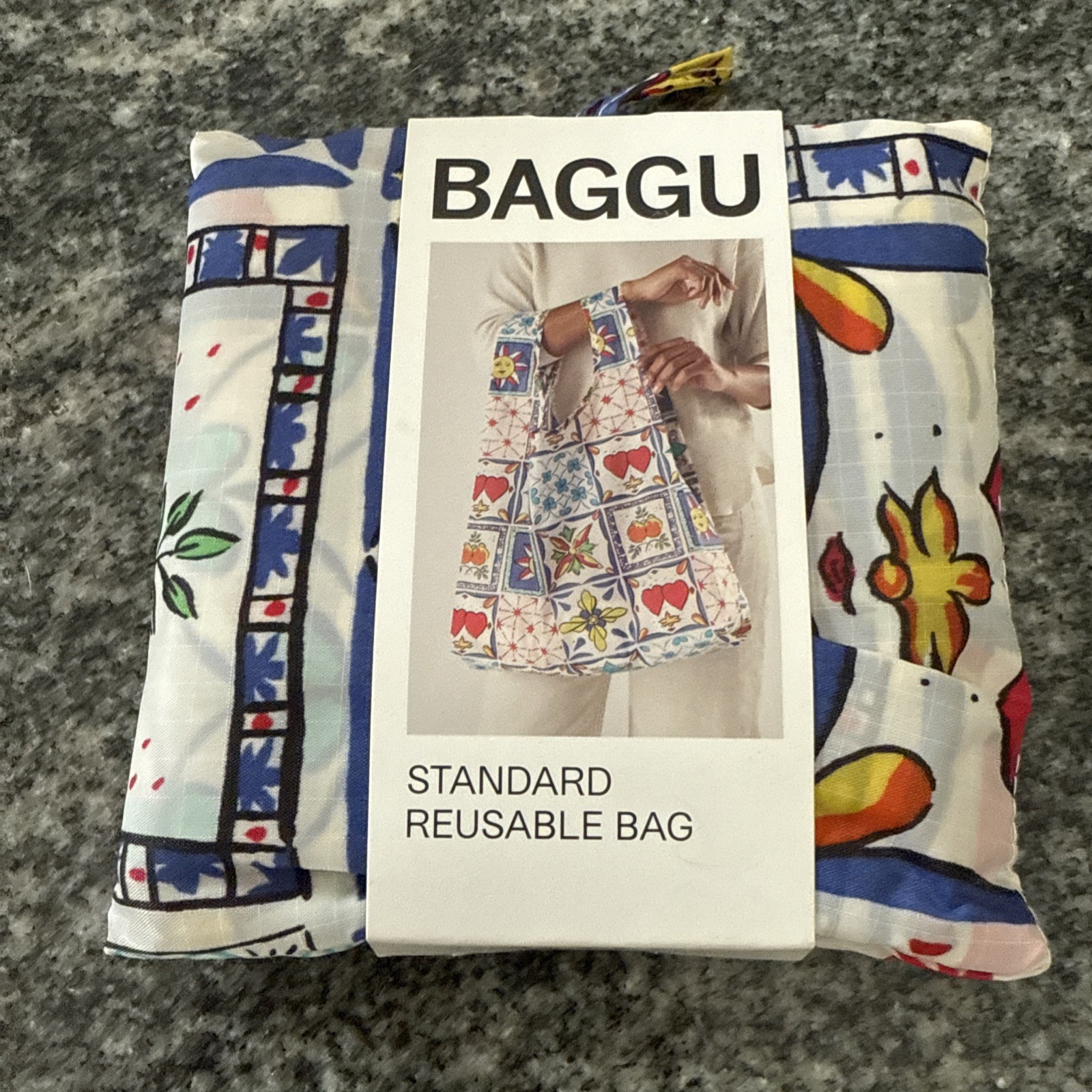 NEW! Baggu STANDARD BAG in “Sunshine Tile” — Washable Recyc. Nylon SOLD OUT RARE