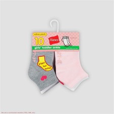 Hanes Toddler Girls' 10pk Athletic Ankle Socks - Colors May Vary 2T-3T