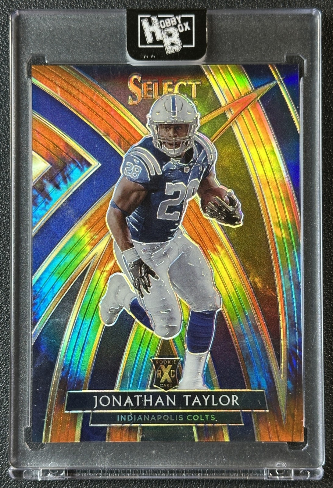 JONATHAN TAYLOR 2019 PANINI SELECT #308 ROOKIE 2020 XRC PRIZM TIE-DYE 22/25