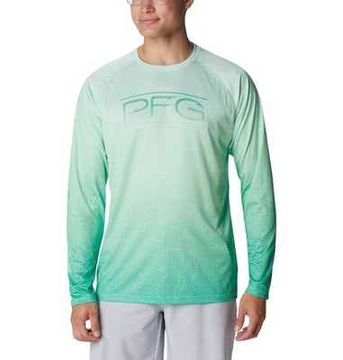 Columbia Super Terminal Tackle PFG Long Sleeve Men's Med Ocean Mint 2069251367