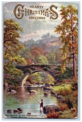 c1910 The Bridge at the Meetings County Wicklow Oilette Art Tuck Postcard