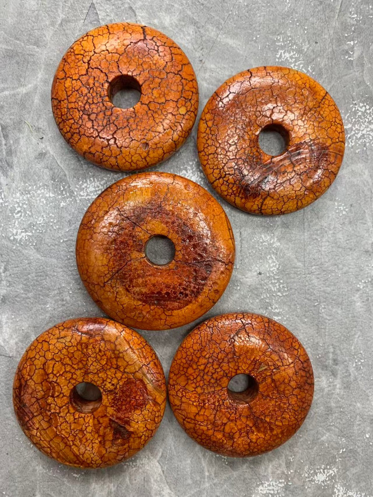 5Pcs Excellent Pure Tibetan Dragon Vein Old Natural Agate Dzi Disc Bead/Pendants