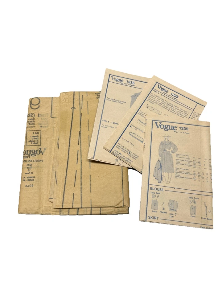 Patrón de costura vintage Vogue Paris original Yves Saint Laurent 1235 talla 14 sin cortar Foto 2 de 4