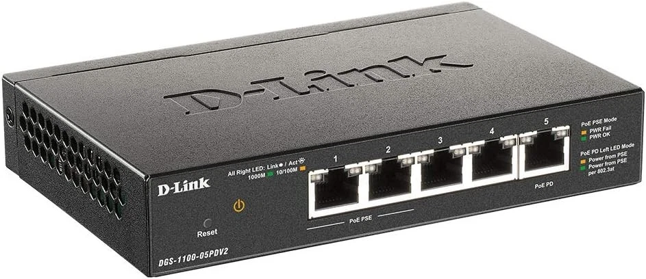 D-Link DGS-1100-05PDV2 - 5-Port Gigabit Smart Managed Switch with VLAN support, - Image 4 of 4