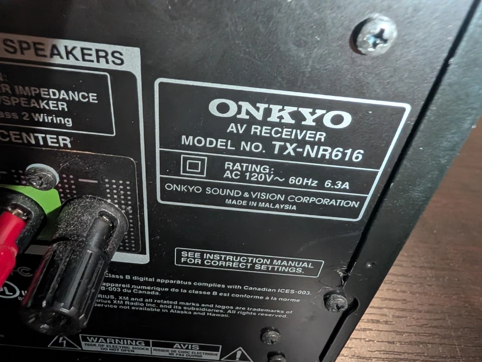 ONKYO TX-NR616 B AUDIO VIDEO RECEIVER 7.1 ch HDMI amplifier bundle w/ Remote - Image 3 of 4