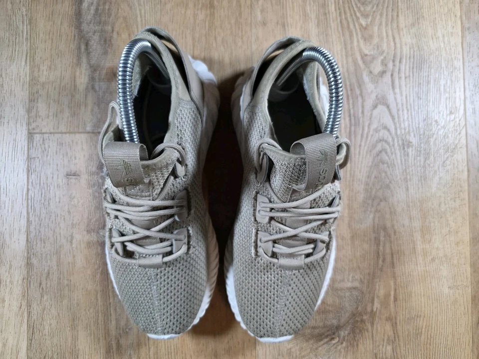 Adidas Shoes Men's GS's Sz 5 Tubular Doom Sock Beige Tan Knit Athletic Trainer - Image 2 of 4