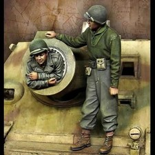 Unpainted 1/35 US Infantry Tank Crew WW2 Resin Figure Model Kit Unassembled