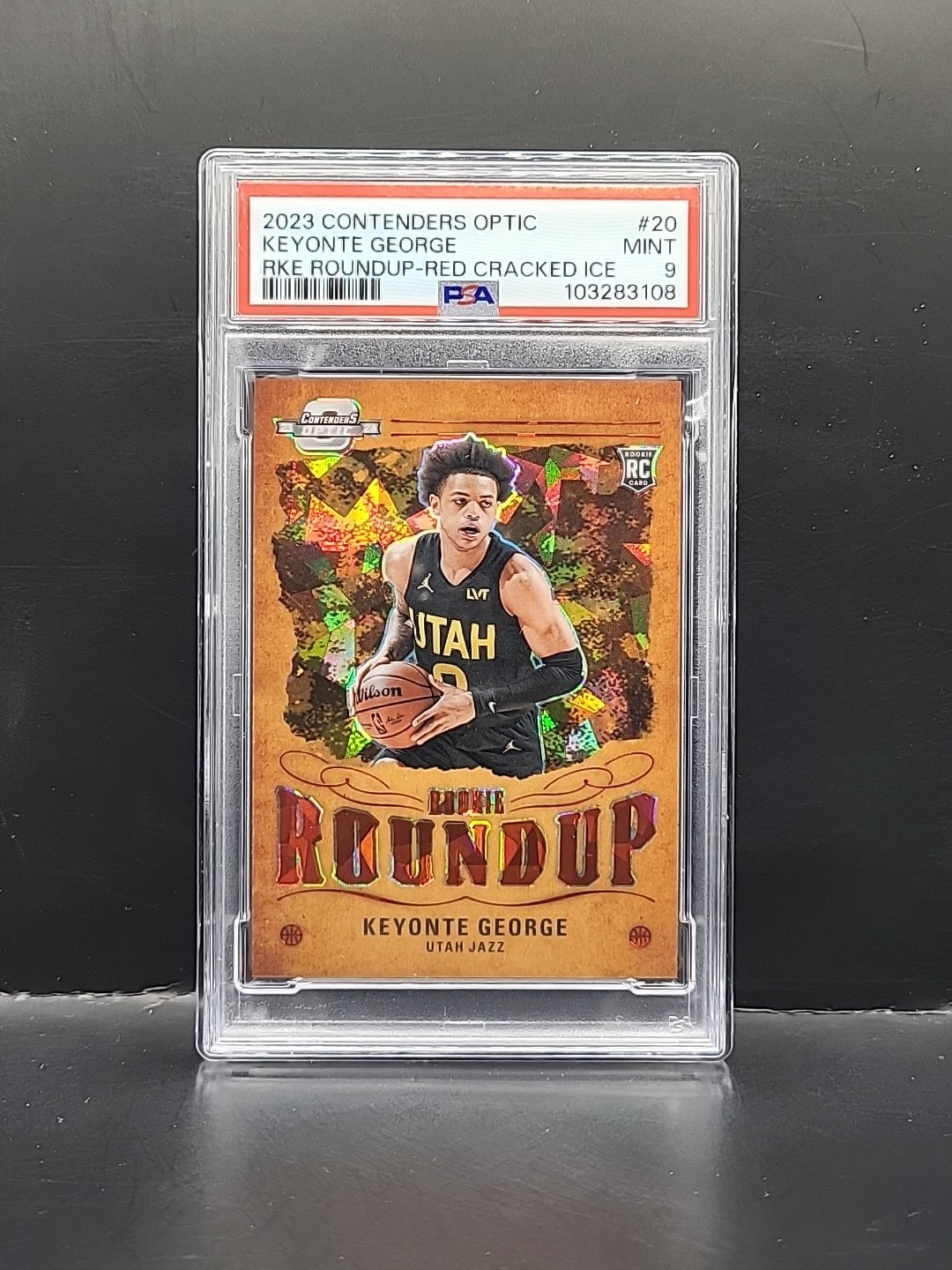 2023 Contenders Optic - Keyonte George #20 Rookie Roundup Red Ice #/175 PSA 9