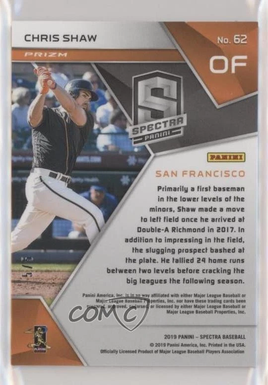 2019 Panini Chronicles Spectra Emerald Prizm /5 Chris Shaw #62 Rookie RC - Image 2 of 2