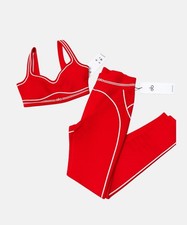 ALO Colorblock Red White Athletic Bra  Leggings Set Women  s 2 Piece