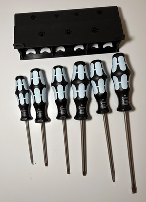WERA Stainless Steel 6 Piece Screwdriver Set w/ rack 3EJU5 New Phillips Slotted