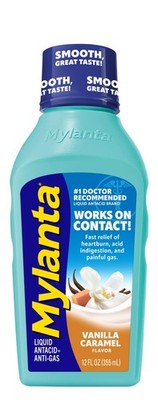 Mylanta Heartburn and Gas Relief, Liquid Antacid, Vanilla Caramel White