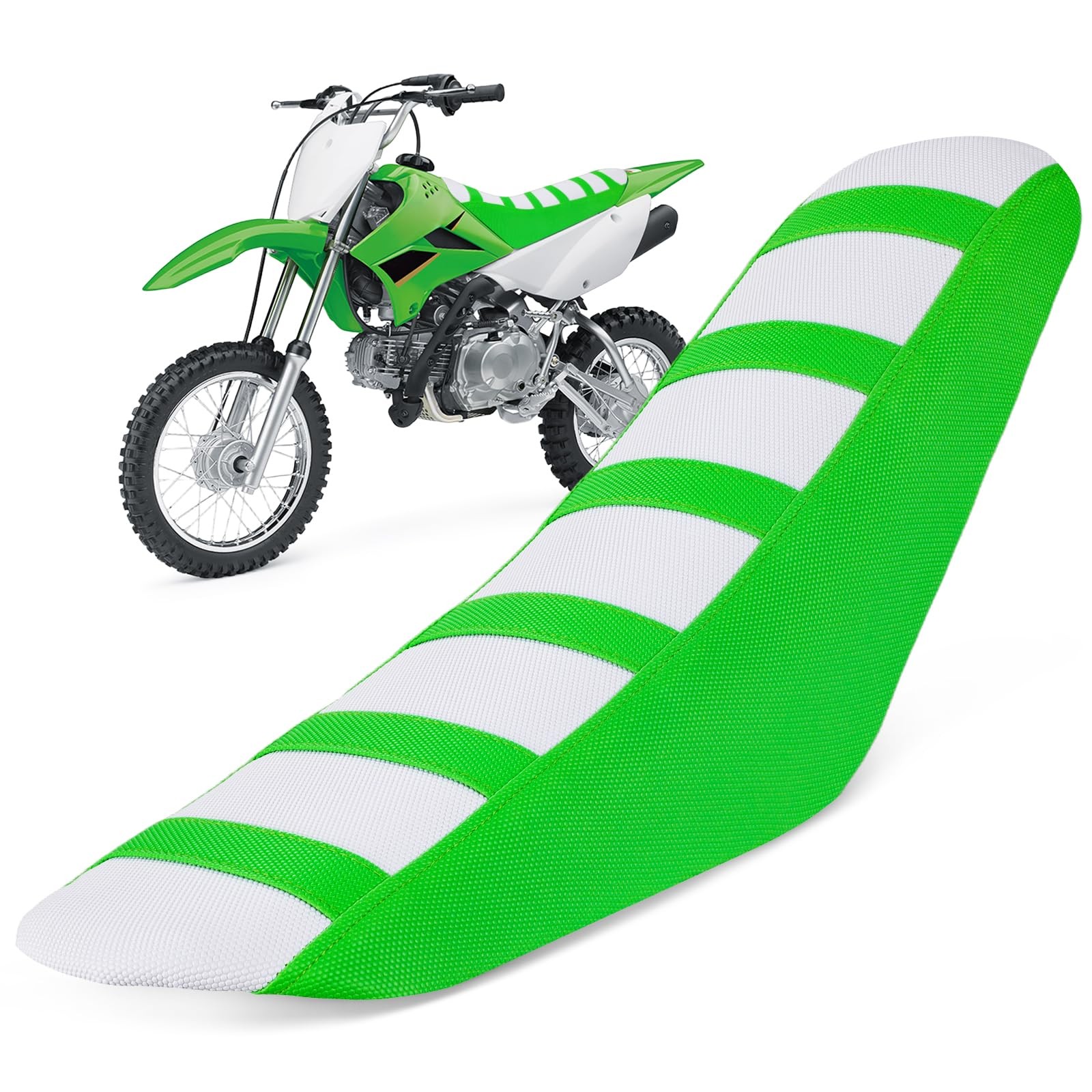 Housse de siège motocross contre la selle glissante avec bandes de grip vertes universelles