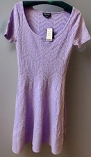 NWT BEBE Fit & Flare Lavender Short Dress Stretchy Size Medium