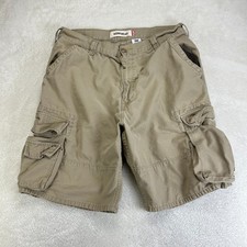 VTG Levi's Cargo Shorts Mens W34 Khaki Cotton Workwear High Rise Distressed READ