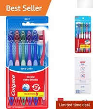 Reusable Soft Toothbrush with Circular Bristles - 6 Pack for Ultimate Clean