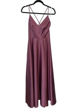 Celebrate DB Studio Spaghetti Strap Satin ALine Long Dress Size 4 Bridesmaid NEW