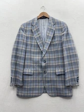 Vintage Austin Reed Men’s 42 Sport Coat Blazer Blue Gray Plaid Wool