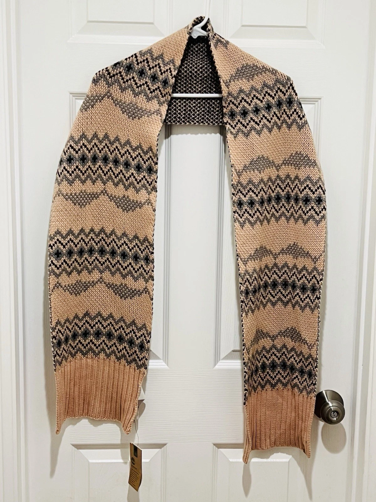 New Timberland Knit Long Scarf in Peach and Tan winter
