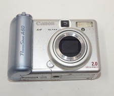 Canon PowerShot A60 2.0MP Silver Digital Camera Parts Repair Broken AS IS