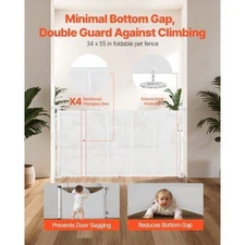 Retractable Baby Gate 34 inch Tall Extends up to 55 inch Wide Retractable