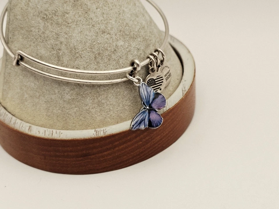 Alex & Ani Silver Bracelet With Purple Butterfly 🦋 🦋 Generic Metal Charm ✨️ - Image 2 of 4