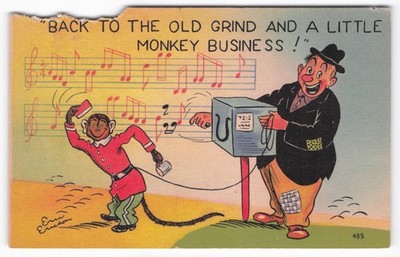 Vintage Em Ericson Hobo Organ Grinder Monkey Business Cartoon Postcard