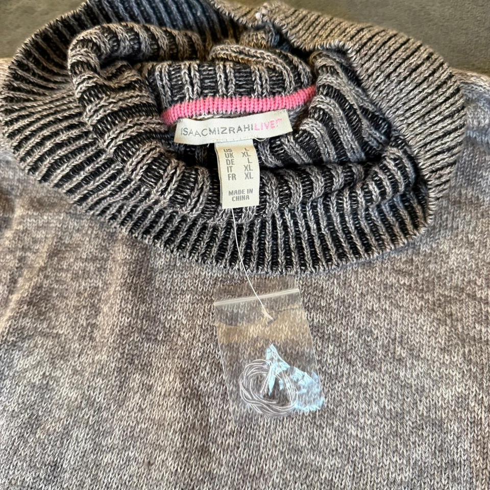 Suéter túnica Isaac Mizrahi gris vivo manga larga cuello alto para mujer grande Foto 2 de 4