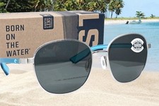 COSTA DEL MAR silver/gray EGRET polarized 580G aviator SUNGLASSES New in box 