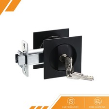 Pocket Door Lock Key Recessed Handle Latch Square Entry Sliding Lock Matte Black