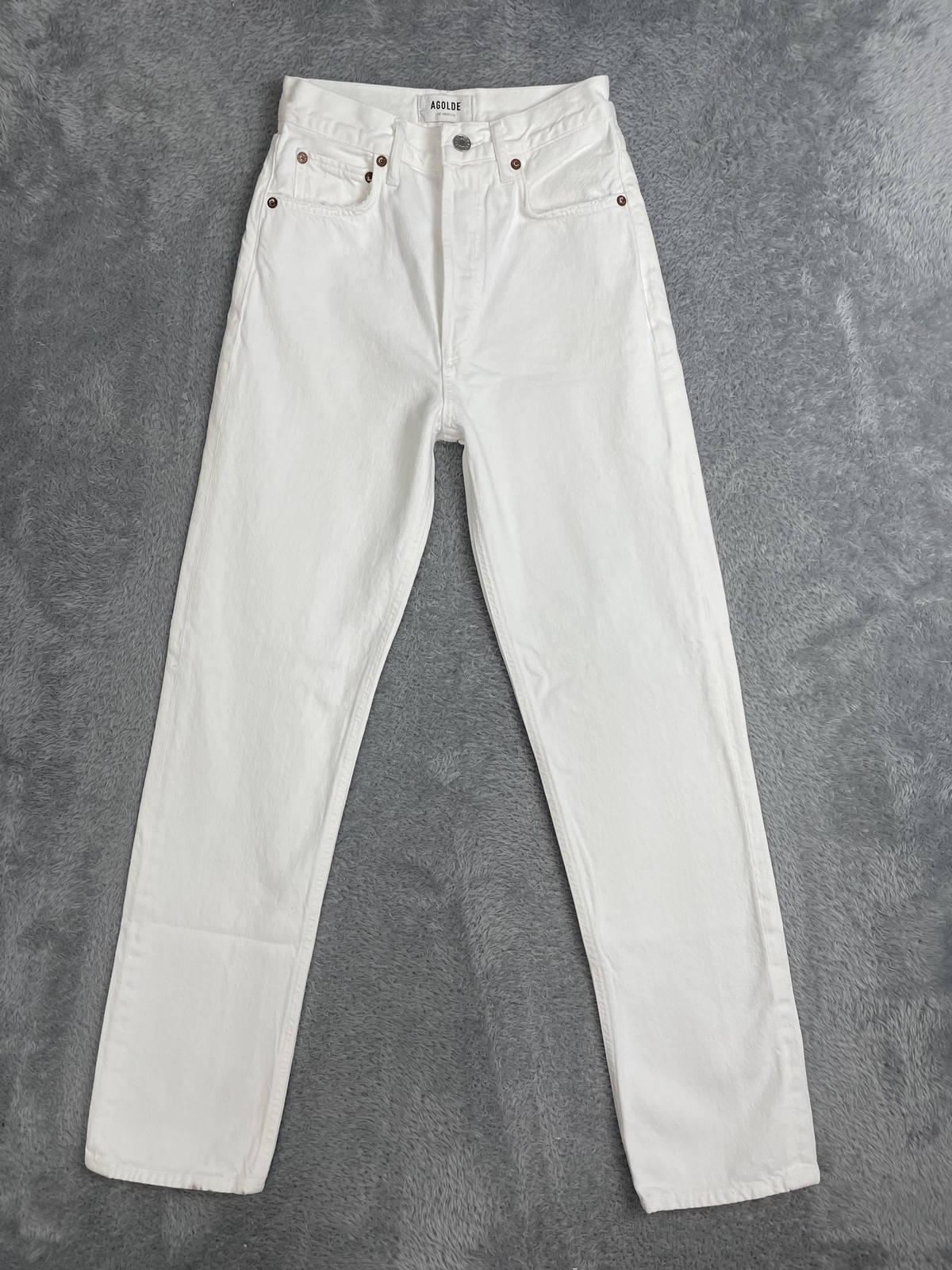 AGOLDE 90s Pinch High Rise Straight Jeans Womens 24 White Organic Cotton