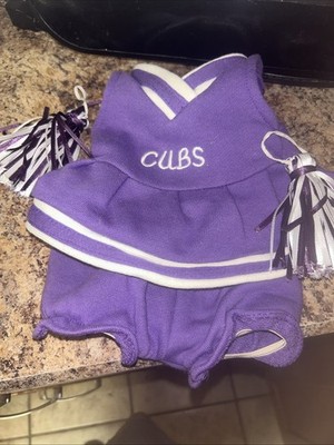 BOYDS BEAR COLLECTION Cheerleading CUBS Purple Cheer Uniform w/ Paw Print & Poms