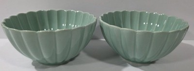 Pioneer Woman Colette Scalloped Bowl Mint Green Cereal Fruit Stoneware Set Of 2