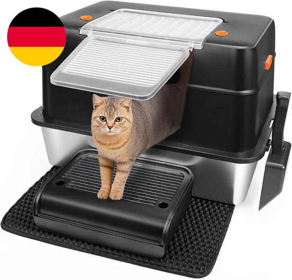 Vivifying Katzenklo Edelstahl Mit Deckel, Xl Leicht Zu Reinigen Und Geruchsresis-image