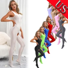 Womens Sheer Bodystockings Lingerie Open Crotch Full Bodysuit Catsuit Romper