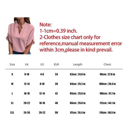 Kurzarm Bluse T-Shirt Tunika Tops Damen T-Shirts locker V-Ausschnitt Büro einfarbig - Bild 2 von 23