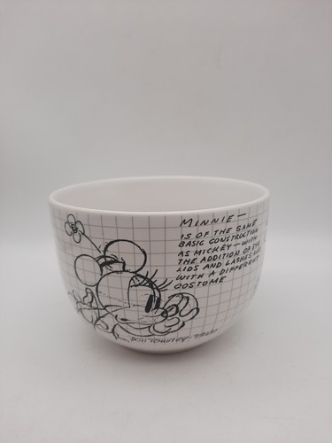 Disney Minnie Mouse Soup Bowl Sketchbook Ceramic Mug Dish 29 oz Black/White New