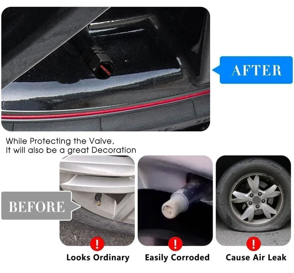 Tapas de vástago de válvula de neumático de 4 piezas para Dodge Ram 2500 cubiertas de vástago universales automotrices Foto 4 de 4