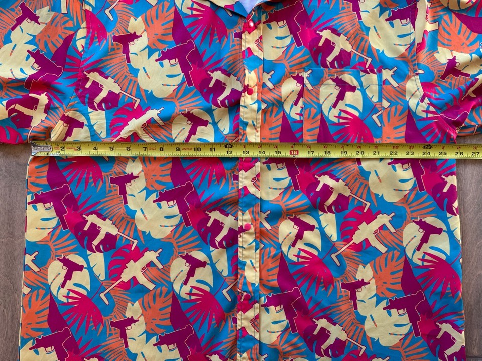 Savage Tacticians Spray & Pray Button Up Hawaiian Gun Print Shirt Men's