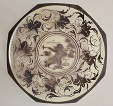 Piatto Centro Tavola in Vetro di Murano con Filatura in Argento degli Anni 30