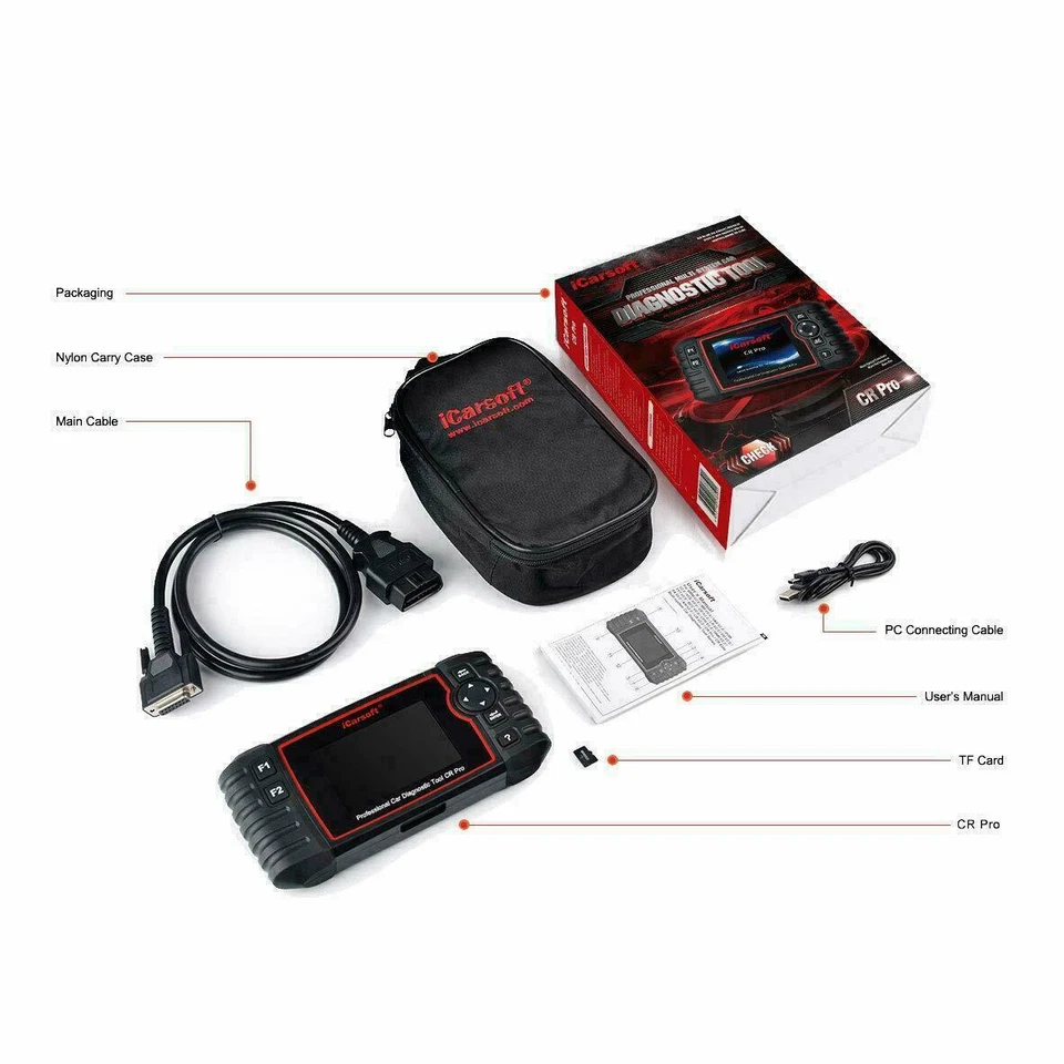 NUEVO iCarsoft CR PRO Escáner de Diagnóstico Universal ABS EPB ACEITE FRENO SELLADO Foto 3 de 4