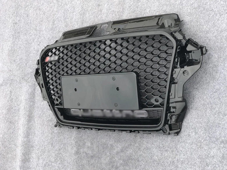 适用于奥迪 A3 S3 2014 - 2016 RS3 风格黑色环蜂窝前保险杠格栅 — 第 2/2 张图片