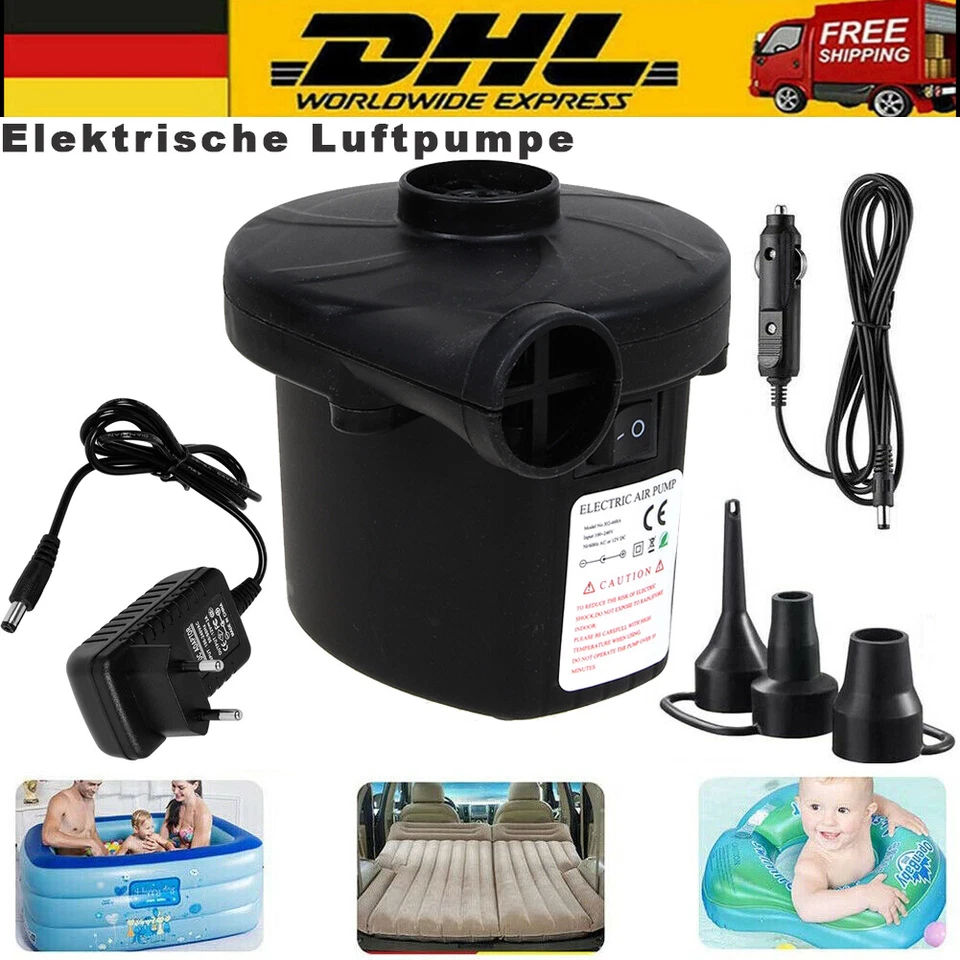 Elektrische Luftpumpe Luftmatratze 12/240V Pumpe Luftbett Schlauchboot Pool Pump - Bild 2 von 4