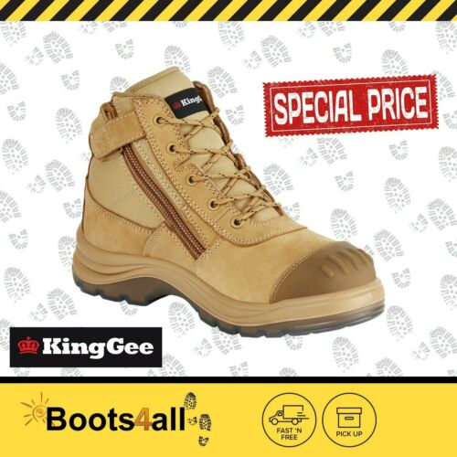 NEW SPECIAL PRICE King Gee  K 27100 Tradie Wheat zip Side Safety Work Boots  - Picture 1 of 4