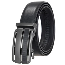 HJones Hot Sale Men's Leather Belt Automatic Buckle Belt Ratchet Strap Gift New