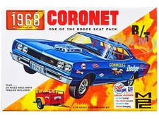 SKILL 2 MODEL KIT 1968 DODGE CORONET HARDTOP W/TRAILER 1/25 SCALE BY MPC MPC975