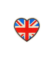 British Flag Union Jack Heart England London Patch, Iron On/Sew On