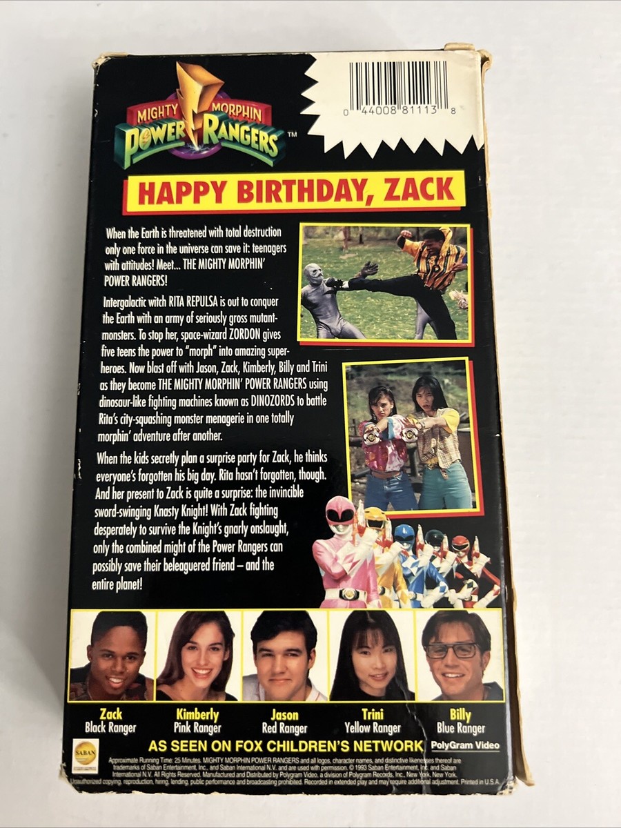 Mighty Morphin Power Rangers Happy Birthday Zack VHS 1993