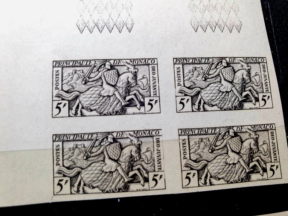 Mónaco 1951 imperfecto caballero a caballo MNH conjunto de 20 estampillas bloques de cuartos YT €268,00 Foto 3 de 4