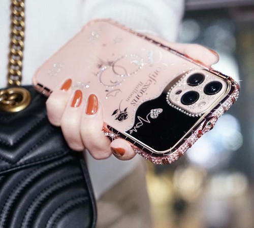 Für iPhone 11 12 13 14 pro Max Case Hülle Schutzhülle Cover TPU + Strass Spiegel - Picture 13 of 15